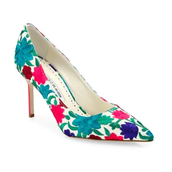 manolo blahnik floral embroidery pump size 36.5 - Picture 1 of 9